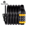 WEST BIKING Cycling Code Password Bike Combination Lock Bike Cable Lock Security Coded Steel Bicycle Safety Lock