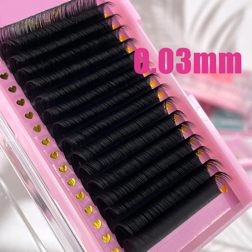 12-Rows Individual Eyelash Extension Professional Volume Korean PBT Cashmere Lash Extension Tray Classic Matte Black Lashes