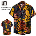 Oem Odm Summer Men's Hawaiian Shirt - Vintage Beach Print Short Sleeve Oversized Casual Shirt (Vacation)