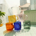 Hot Sale 350ml Custom Logo Colored Borosilicate Glass Tea Water Cup BPA Lead Free Drinking Glass Coffee Mug with Handle