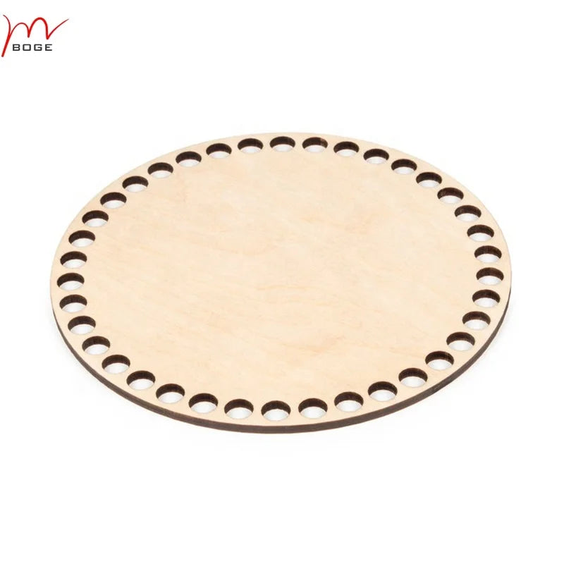 Big  9mm Hole 6in Round Wooden Bottom for Crochet Baskets Circle Wooden Base