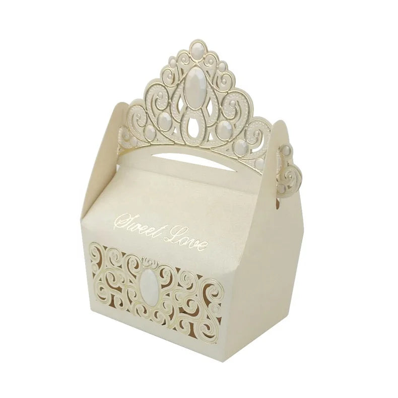 90x505x130mm CSMD Chinese Manufacturer Wholesale Cheap Price Paper Material Crown Type Beige Wedding Favors Box for Guests Gifts