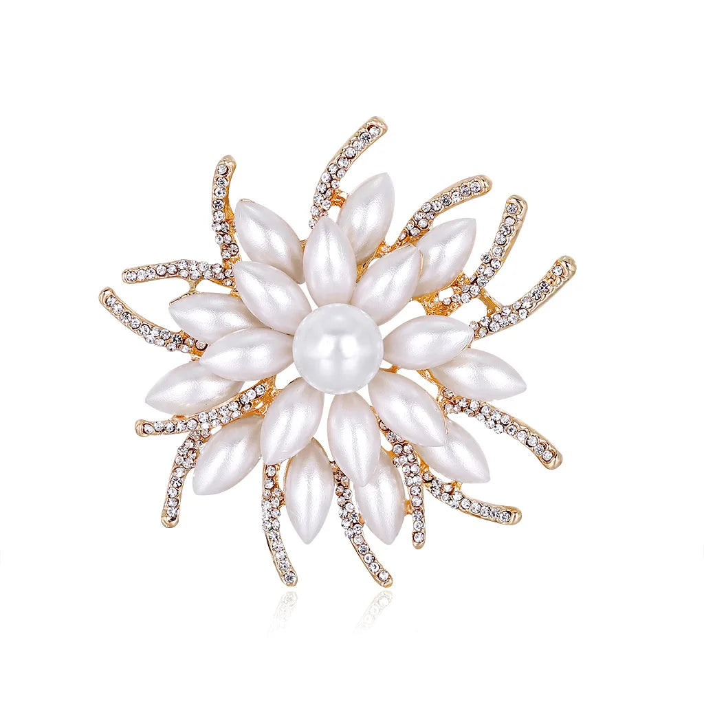 Stainless Steel Shoulder Brooches for Women  Wholesale Custom  Women Pearl Rhinestone Bead Brooch