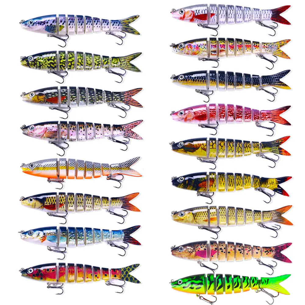 Hengjia 134mm 18g Life-like Pike Bass Trout Lures Pesca Multi-Jointed ABS and Metal Fishing Lures for River Lake and Stream