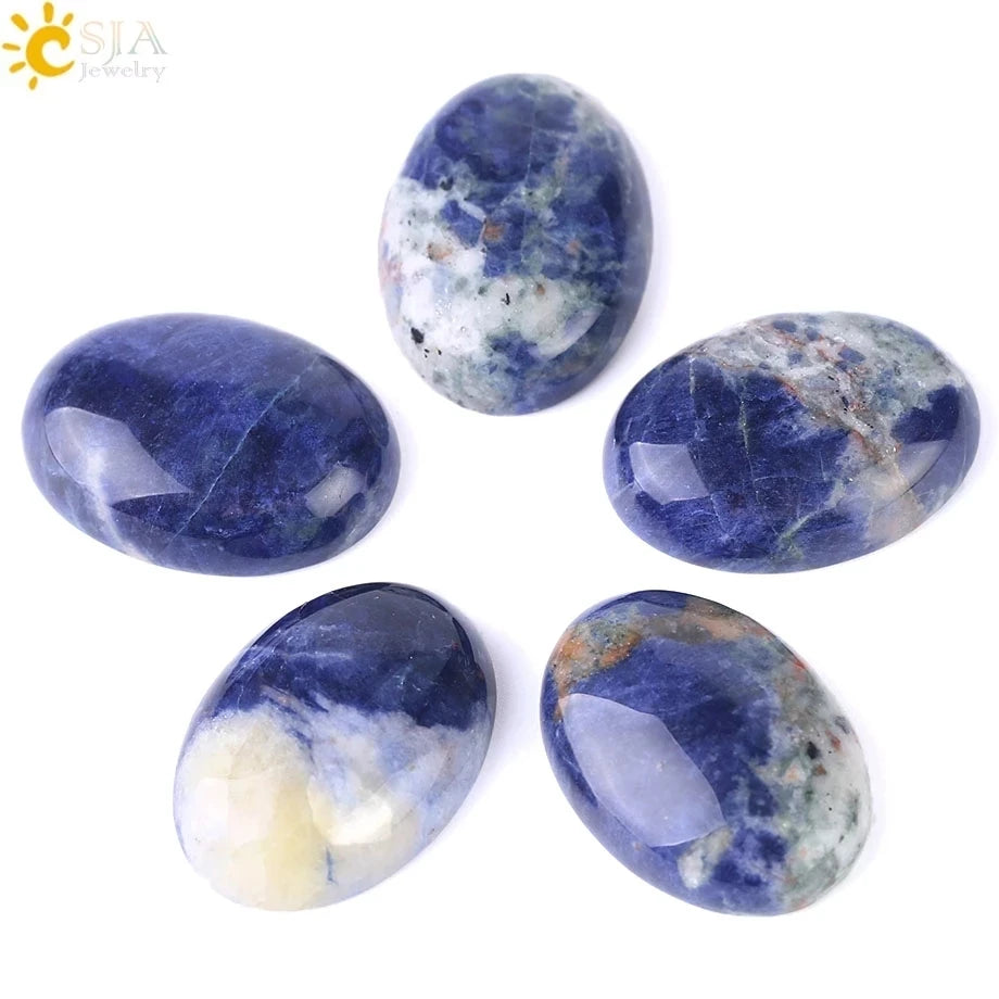 CSJA 30x40mm Cabochon Oval Cab Crystal Natural Sodalite Stone Beads for Jewelry Making F510