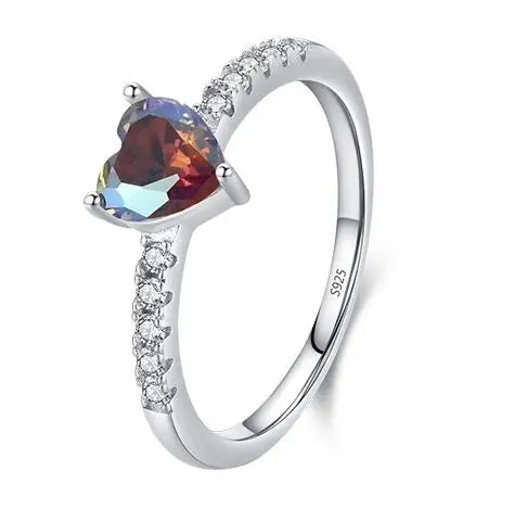 OAHLAN Fine Jewelry Heart Cut 5A Cubic Zirconia Solitaire Engagement Wedding S925 Sterling Silver Ring for Women Girls Gift