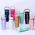 Portable 20oz 30oz Stainless Steel Water Bottle Thermos Mug Tumbler With Handle and Straw