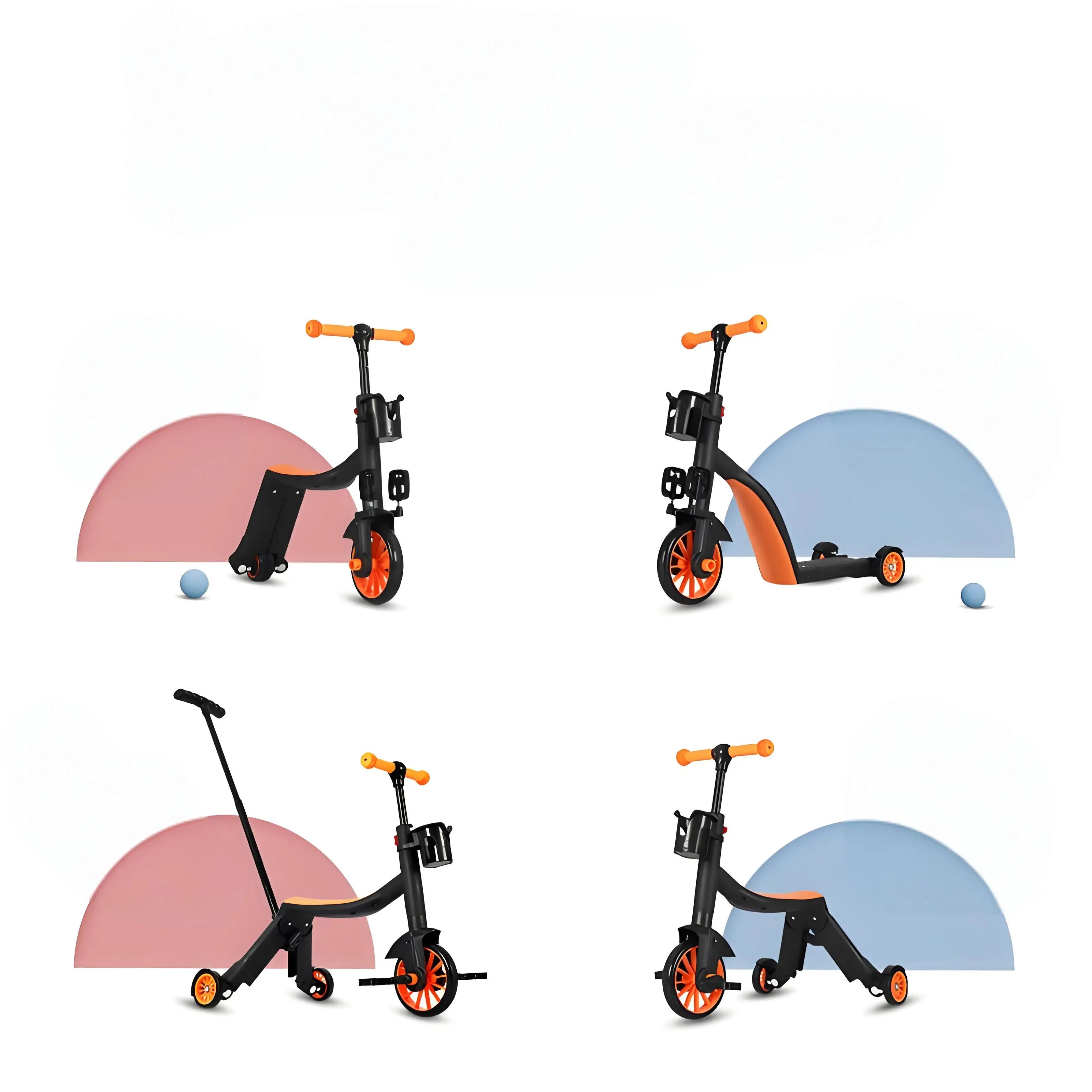 Adjustable 8-in-1 Kids' Ride-on Steel-Fork Scooter Balance Bike Three-Speed Variable Easy Foldable Carry PU Wheel  Kids Gift