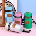 Luxury PU Leather Carabiner Bucket Lipstick Bag Keychain Storage Pendant Accessories Gift