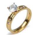 New Silver Gold Plated Stainless Steel Micro Inlaid Eternity Diamond Rings Jewelry