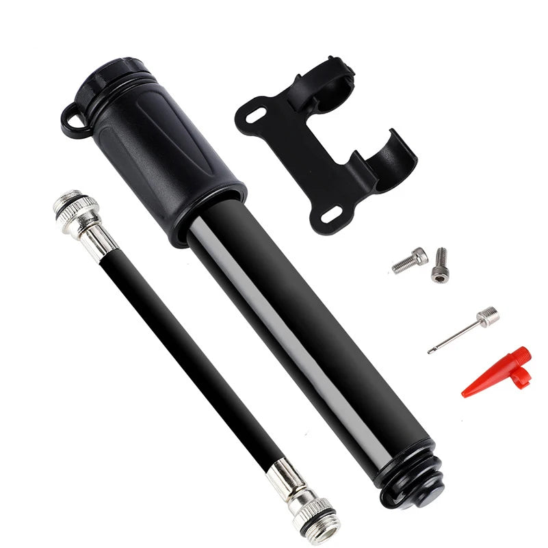 100 Psi Hand Cycle Pump for Mountain Bike Ball Road Tire Mini Bicycle Hand Pump with SCHRADER Valve and Pressure Gauge