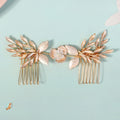 Bridal Flowers Imitation Pearl Alloy Hair Combs Clips Wedding Headdress Bride's Tiara Handmade Hair Accessories Jewelry