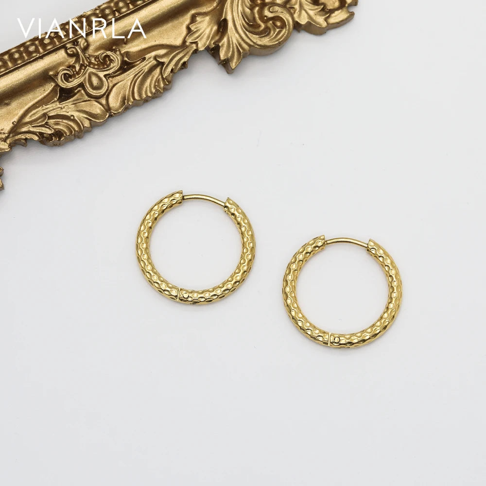 VIANRLA Stainless Steel Jewelry 25mm Hoop Earrings Luxury Gift18K Gold PVD Plated Free Laser Logo Drop Shipping
