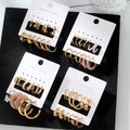 6pcs/set Geometric Design Earrings Gold Color Hoop Earrings Set