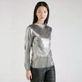 Silver Tight Long Sleeves Blouse Fashion Blouse for Women Bale Blouse Underwear