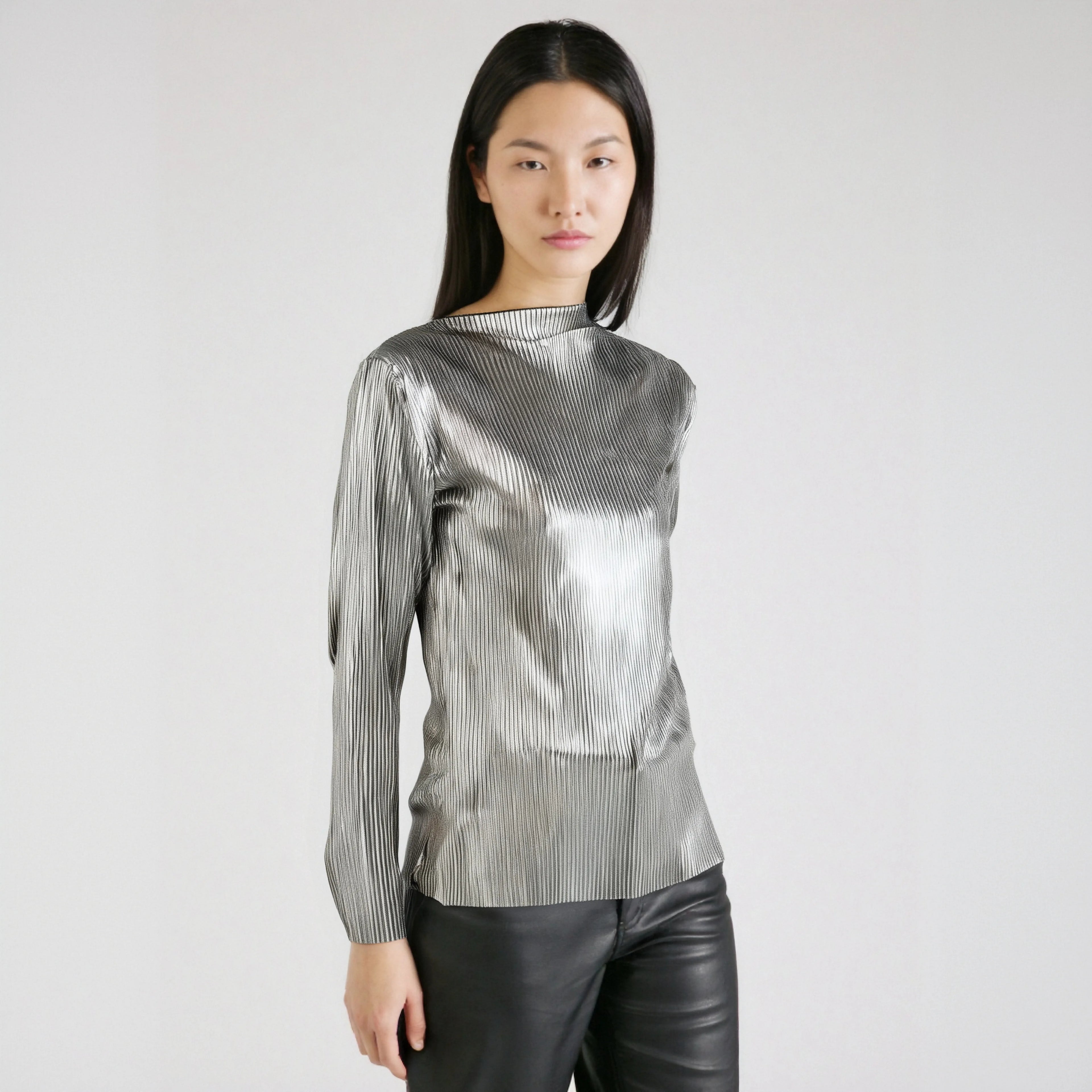 Silver Tight Long Sleeves Blouse Fashion Blouse for Women Bale Blouse Underwear