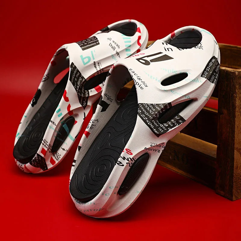 Soft Thick Bottom Indoor Anti-Slip Sport Sandals Comfortable Pilloow Slippers Flip Flop Style Insole Position for Winter Beach