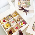 XJH Kraft Paper Moon Cake Packaging Gift Box Dessert Clear Cupcake Cake Boxes With Ribbon Small Box for Flowers and Cake