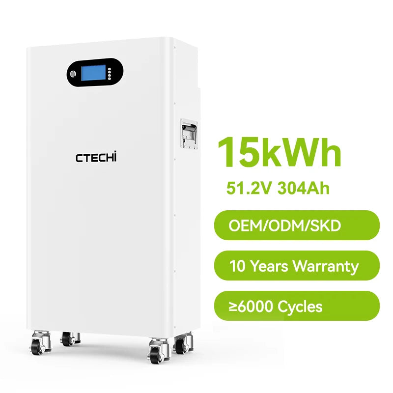 Home Solar System Battery Power Wall 5KWh 10KWh 15KWh 48V 51.2V 100Ah 200Ah 300Ah LiFePO4 Lithium Ion Battery Pack