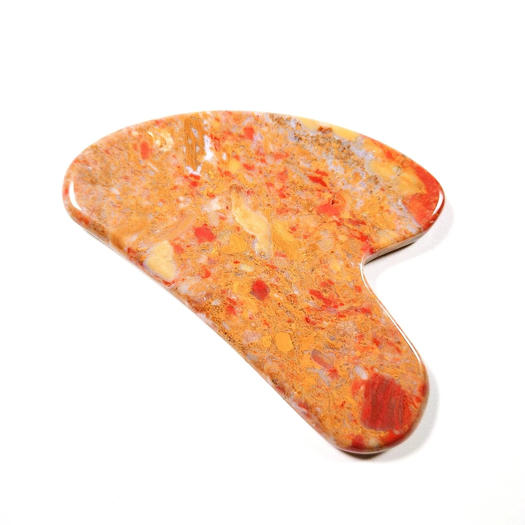 HY Factory direct sale heart natural jade stone mookaite jasper facial gua sha massage scraping tool