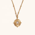 Dingran 2024 New Arrival Natural Stone White Crystal Flower Oval Pendant Necklaces Waterproof Stainless Steel Jewelry