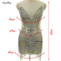 WDP-450  New Arrivals Flower Silver Rose Gold Sparkle Deluxe Rhinestone Bodice Crystal Applique for Wedding Dress Square
