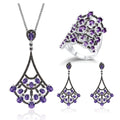 W0317 Abiding Fine Jewelry Designer Style Natural Amethyst 925 Sterling Silver Jewelry Sets for Woman Jewellery