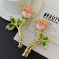 2022 New Pink Oil Drop Rose Flower Claw Clip Women Hairpins Barrette Crab Hair Claw Large Korean Headwear Girls Hair Accessories