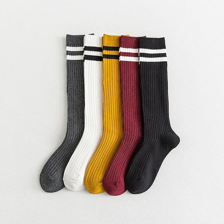 Girls Slouch Socks Solid Color Custom Striped Socks Knee High Girls Tube Fashion Socks
