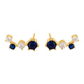 Sterling Silver Wedding Bride Jewelry  Sapphire Blue CZ Tiny Hoop Stud Earrings 925 Zircon