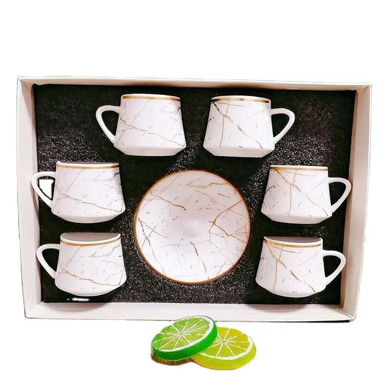 Wholesale 12 Pcs Ceramic Cup and Saucer Set Turkish Coffee & Tea Sets with Gift Box for Occasions