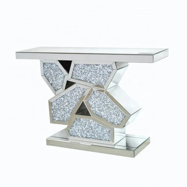 Living Room Mirrored Furniture Crushed Diamond Mirrored Silver Console Table Entrance Table