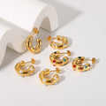 Wholesale Designer Inspired Earrings Popular Brands Pearl Colourful Zircon Inlay Stainless Steel C Earring