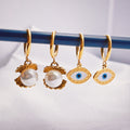 Dangle Drop Baroque Pearls Gothic Punk Goth Earrings Boho Stainless Steel Evil Eye Hoop Earrings 18k Gold Plated Jewelry