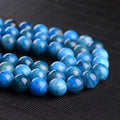 Genuine Blue Apatite Natural Stone Polished Round Gemstone Beads for Jewelry Making China Model BJ202