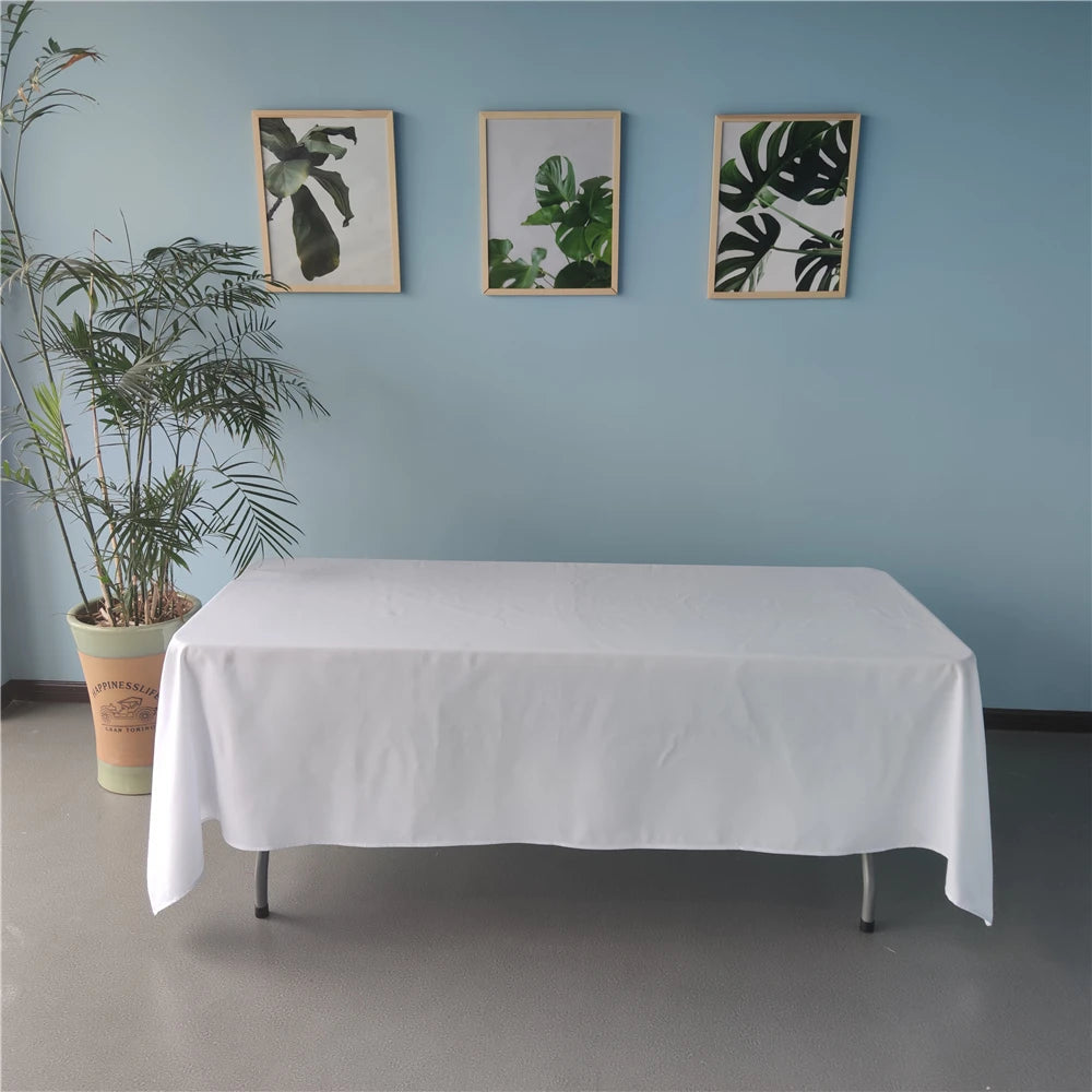 Wholesale Handmade White Rectangular Cotton Tablecloth Washable for Wedding Banquets with Custom Logo Good Quality