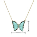 New Trendy Women's Cuban Link Chain Necklace for Spring Summer Party Colorful Butterfly Birthstone Zircon Durable Brass Material