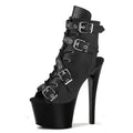 New black 17 cm pole dance model walk show leaky toe big size thin heel short boots Gothic Club platform fashion women's Boots