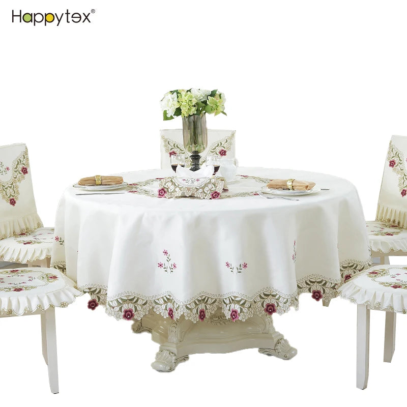 Cheap Fancy Embroidered Breathable Waterproof Custom Logo Low MOQ Polyester Table Cloth for Kitchen Dining Tabletop Decoration