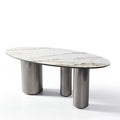 Dining Table and Chair Set for 6 Comedor 6 Sill White Marble Table Top Modern Marble Gold Dining Table