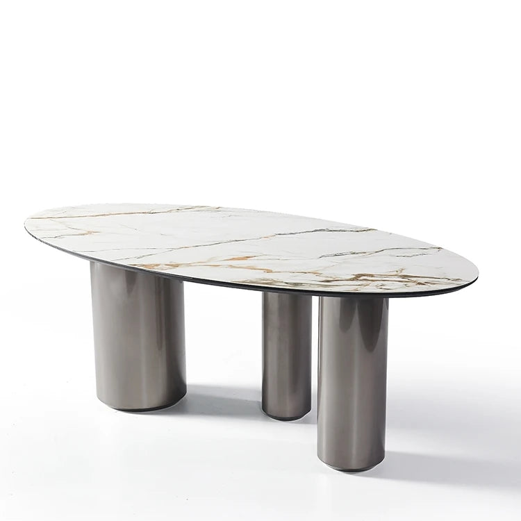 Dining Table and Chair Set for 6 Comedor 6 Sill White Marble Table Top Modern Marble Gold Dining Table