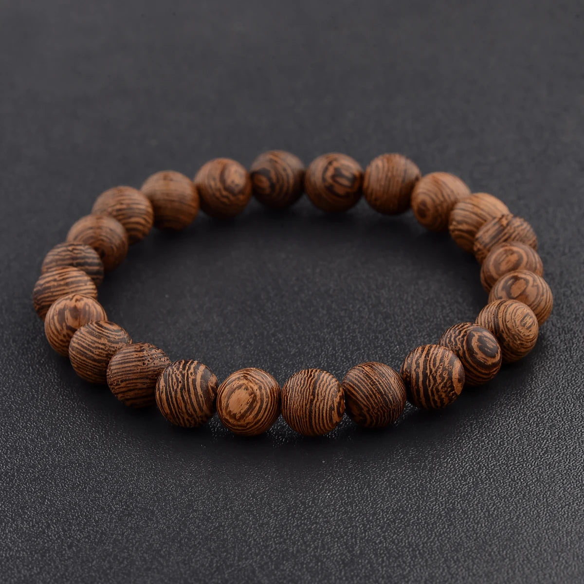 8mm Natural Round Cylinder Wood Beads Bracelet Men Classic Elastic Buddhist Prayer Buddha Bracelet Hommes Bileklik Bijoux