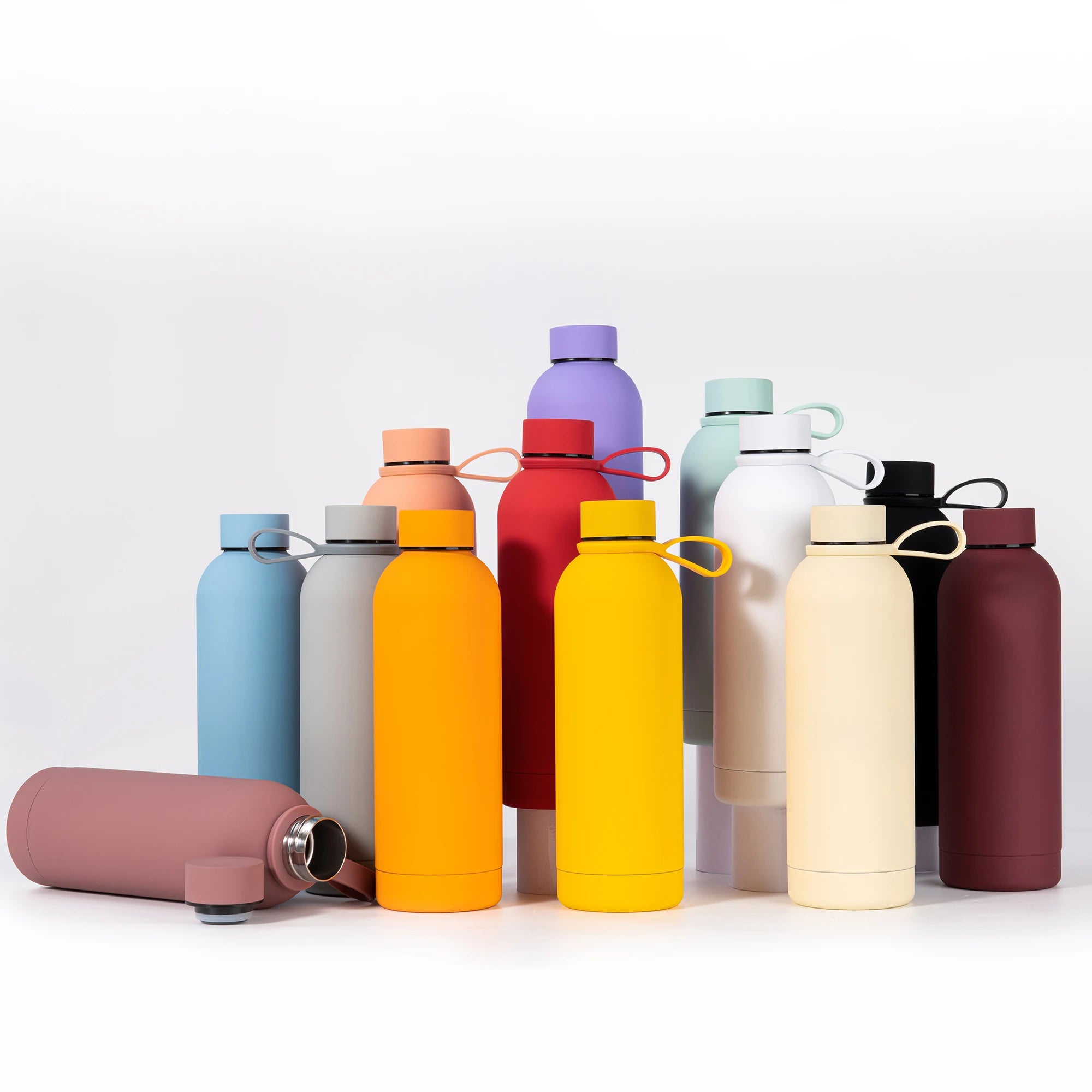 Customized Logo Rubber Coating 17oz 500ml Double Wall Vacuum Insulated Thermos  Stainless Steel Water Bottle
