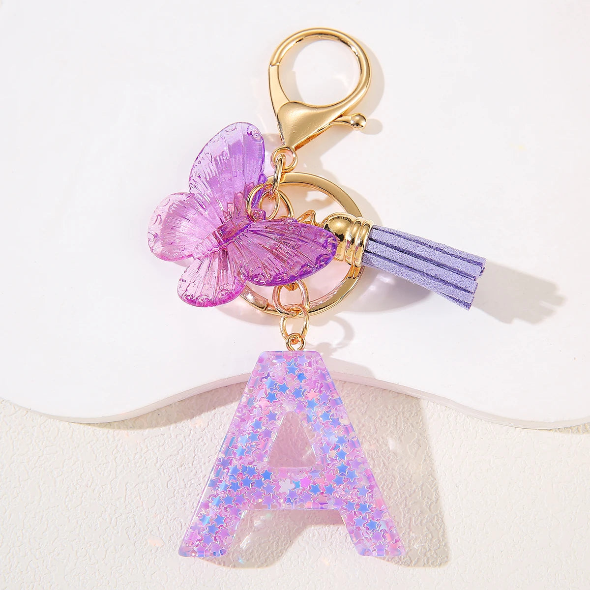 Initial Letter Keychain Initial Keychain Backpack CharmsButterfly Key Chain for Women Girls