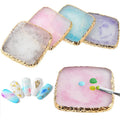 Round Quadrate Resin Agate Stone Nail Art Palette False Nail Tips Mixing Color Drawing Pallet Gel Polish Display Manicure Tool G