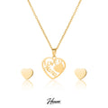 HOVANCI Mothers Day Jewelry Set Gift Stainless Steel LOVE U MAMA Triple Heart Pendant Jewelry Set