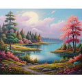 DIY Handpainted 5D Cross Stitch Decoration Full Diamond Embroidery Forest Lake Landscape 30x40cm/12x16inch for Home Decor