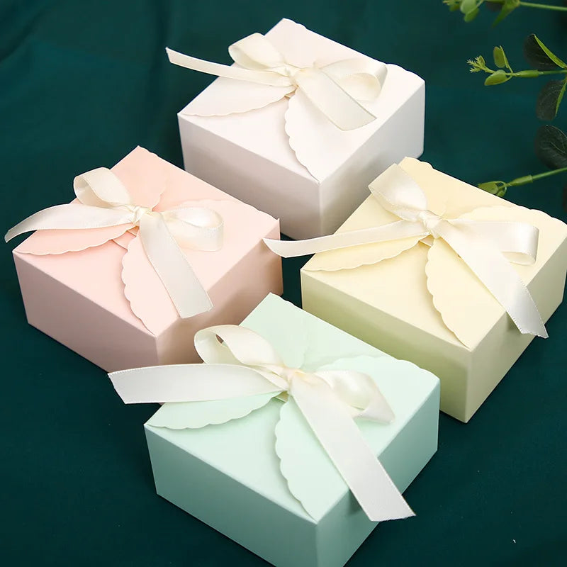Pink Yellow Green Color Lovely Design Paper Wedding Candy Gift Box
