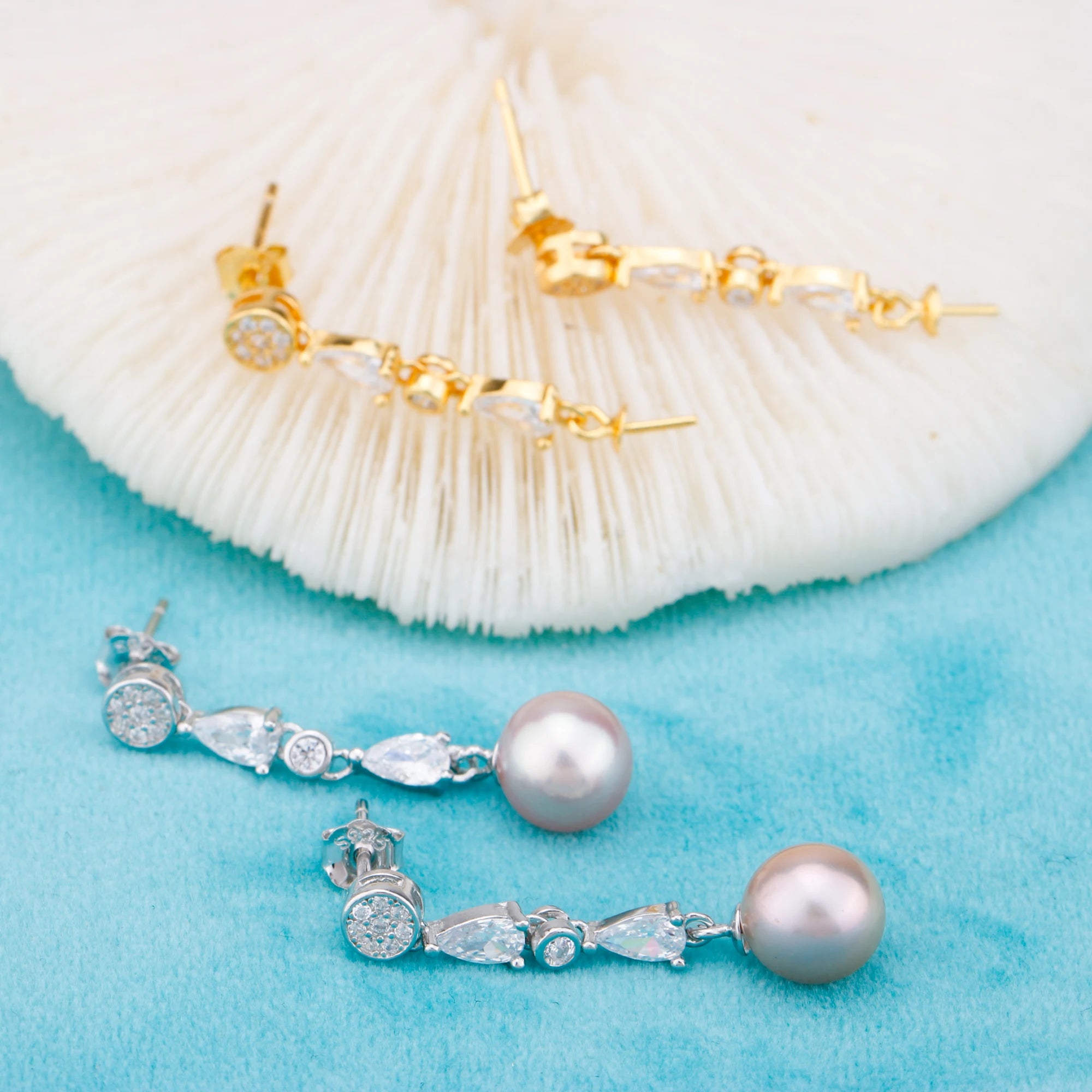E010891 S925 Pearl Earring 925 Sterling Silver DIY 6-8mm Natural Freshwater Pearl Stud Earring for Women