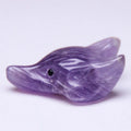 Huiying 23*33mm Well-welcomed Natural Crystal Amethyst Gemstone Animal Carving Crystal Fox Head Charms Crafts
